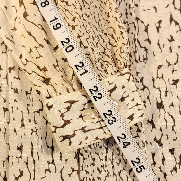 Tan Jay Vintage 80's Animal Print Inspired All Over Print Silky Feel Blouse 8 - Picture 14 of 14